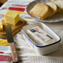 Load image into Gallery viewer, Japanese Style Enamel Food Storage Box Cute Rectangular Wooden Lid Butter Box Butter Box
