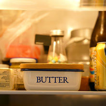 Load image into Gallery viewer, Japanese Style Enamel Food Storage Box Cute Rectangular Wooden Lid Butter Box Butter Box
